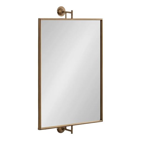 Kate and Laurel Darbridge Rectangle Pivot Mirror - Bed Bath & Beyond - 37666029 Brass Bathroom Mirror, Pivot Bathroom Mirror, Pivot Mirror, Bathroom Wall Mirror, Rectangular Bathroom, Home Decor Style, Rustic Materials, Mirror Wall Bathroom, Traditional Farmhouse