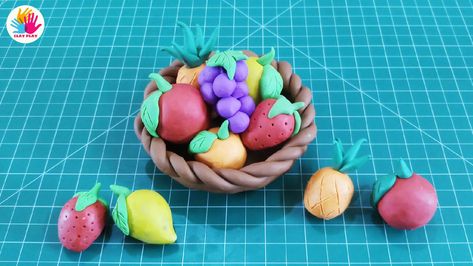 Play doh Fruits ideas for kids with easy steps. Fruit Basket tutorial for kids. Clay Fruits ideas for kids. Clay Fruit Basket, Clay Toys Ideas, Clay Vegetables, Clay Basket, Clay For Kids, Clay Art For Kids, Clay Fruit, Clay Projects For Kids, Fruit Diy