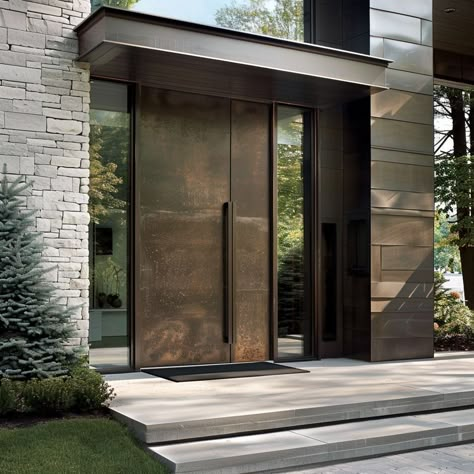 Contemporary House Front Door, Modern Home Entrance Exterior, Unique Entry Doors, Modern Main Entrance Door Design, Pergola Front Door, Front Door Pergola Entrance, Luxury Front Door Entrance, Front Door Luxury, House Entrance Doors