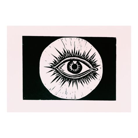 Original Private Eye Lino Print  Art  Illustration  by TheseFOLKS Eye Lino Print, Lino Printmaking, Linocut Printing, Woodcut Illustration, Cubist Art, Lino Prints, Eye Eye, Wood Prints, Private Eye