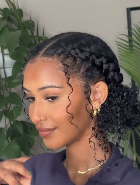 20 NATURAL HAIRSTYLE FOR BLACK WOMEN - valbujo Hairstyle Ideas For Short Curly Hair Black Women, Curly Hairstyles Biracial Hair, Hairstyles For A Tea Party, Country Curly Hairstyles, Two Braids Into Low Bun, Natural Bridesmaids Hairstyles, Hair Braid Into Ponytail, Two Twist Hairstyles, Low Manipulating Curly Hair Styles