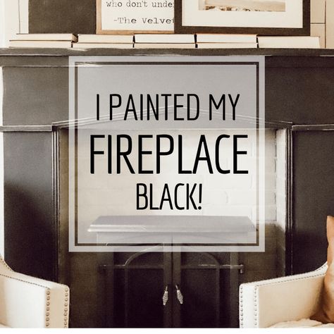 Painted Concrete Fireplace, Black Painted Fireplaces, Paint Fireplace Black, Black And White Fireplace Ideas, Black Mantel Fireplace, Painted Black Fireplace, Faux Mantle Ideas, Black Painted Fireplace, Fireplace Mantels Diy