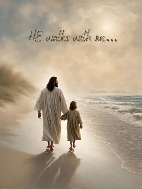 Walking With Jesus Pictures, Jesus Walking With Me, He Walks With Me, Jesus Shepherd, Jesus Love Images, Jesus Christ Illustration, Jesus Christ Painting, The Lord Is My Shepherd, Jesus Artwork