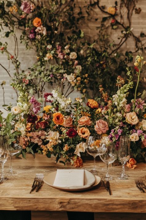 30+ Enchanting Wildflower Wedding Ideas to Spark Your Imagination Early April Wedding, Wedding Color Schemes Boho, Gemstone Wedding Colors, Eclectic Spring Wedding, October Wedding Aesthetic, September Wedding Inspiration, Dark Spring Wedding, Industrial Wedding Flowers, Wedding Moodboard Inspiration