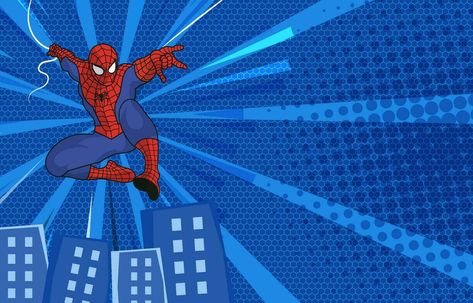 Spiderman Background Landscape, Spiderman Web Background, Spider Man Background, Cityscape Background, Spiderman Birthday Invitations, Web Cartoon, Cityscape Silhouette, Spiderman Web, Spiderman Cartoon