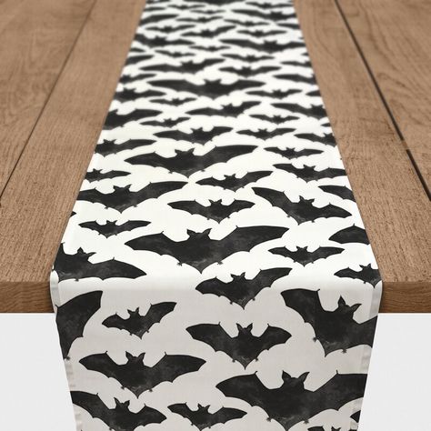 The Holiday Aisle Cormier Bats Table Runner | Wayfair Halloween Table Runner, Halloween Table Runners, Halloween Table, Print Finishes, Seasonal Celebration, Halloween Season, The Holiday Aisle, Outdoor Ottoman, Accent Pieces