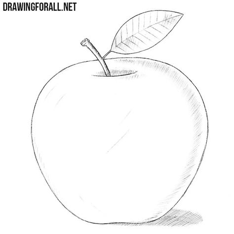 Draw An Apple, Apple Pencil Drawing, Apple Sketch, Apple Drawing, Drawing Apple, Fruit Sketch, Scripture Doodle, Apple Picture, Children's Drawing