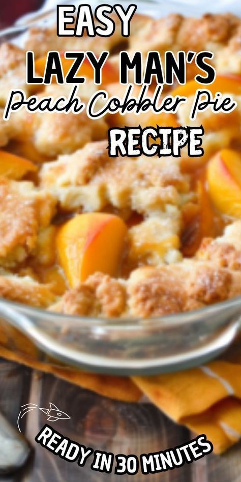 Easy Lazy Man's Peach Cobbler Pie – a delectable dessert that captures the essence of summer in every bite. Imagine juicy, sun-ripened peaches nestled beneath a golden blanket of buttery, cinnamon-spiced biscuit topping, all baked to perfection in a flaky pie crust. With its irresistible Deep Dish Peach Cobbler, Lazy Man Peach Cobbler, Lazy Peach Cobbler Recipe, Lazy Man Peach Cobbler Recipe, Peach Cobbler With Pie Crust, Lazy Peach Cobbler, Peach Cobbler Pie, Cobbler Recipes Easy, Lazy Man