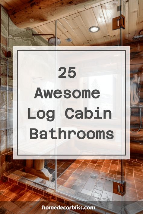 Discover 25 stunning log cabin bathrooms that bring rustic charm and natural beauty into your home. From cozy wooden accents to elegant stone finishes, get inspired to create your own relaxing retreat with these beautiful designs. Whether you're a fan of modern rustic or traditional cabin style, there's a bathroom here for every taste. Embrace the warmth and character of log cabins with these amazing bathroom ideas! Log Cabin Bathroom Vanity Ideas, Lodge Style Bathroom Ideas, Lodge Master Bath, Log Homes Bathroom, Rustic Log Cabin Bathroom, Wood In The Bathroom, Log Cabin Homes Interior Bathroom, Stone And Log Homes, Modern Mountain Home Bathroom