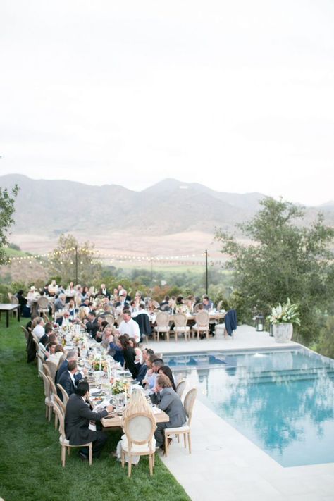 Poolside Wedding Reception, San Diego Backyard, Alfresco Wedding, Backyard Celebration, Pool Wedding, Hampton Style, Event Specialist, Acrylic Wedding, Floral Arch