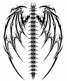 Spine Dragon Wings Tattoo Idea Angel Wings Back Tattoo, Skeletal Wings, Tattoos Face, Wing Tattoos On Back, Gothic Tattoos, Tattoo Outline Drawing, Omerta Tattoo, Gothic Tattoo, Tattoo Stencil Outline