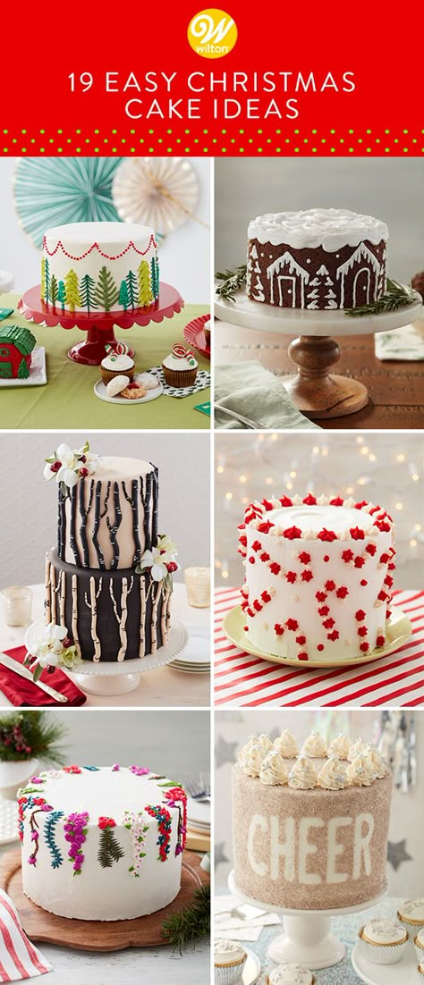 While many believe that cookies are the king of Christmas desserts, Christmas cakes are giving cookies a run for their money. With the holiday season upon us, we’ve compiled our best Christmas cake ideas and recipes of the season, all sweet enough to warm even the Grinch’s heart. #wiltoncakes #cakedecorating #cakeideas #buttercreamfrosting #christmascakes #holidayparty #christmasparty #holidaycakes #winter #christmasdessert #buttercreamcakes Christmas Cake Frosting Ideas, Cakes For Christmas Easy, Christmas Light Cake, Small Christmas Cakes Decoration, Christmas Design Cake, Decorating Christmas Cakes Ideas, Iced Christmas Cake, Christmas Baking Ideas Cake, Christmas Party Cake Ideas