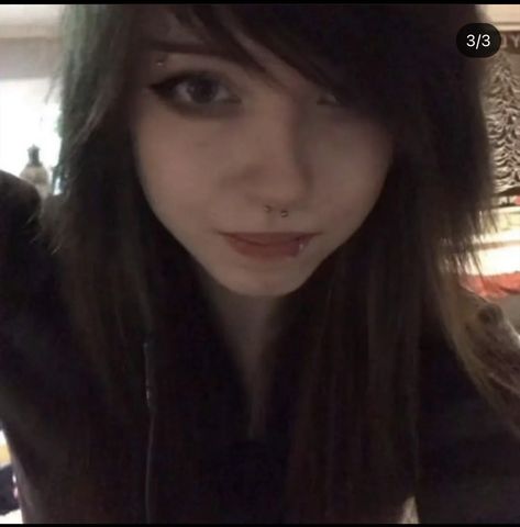 Emo Skunk Hair, Emo Girl Makeup Looks, Emo Haircuts For Women, Scenemo Makeup, Emo Face Claims, Emo Makeup Looks 2000s, Emo Hair 2000s, Emo Black Hair, Layered Scene Hair