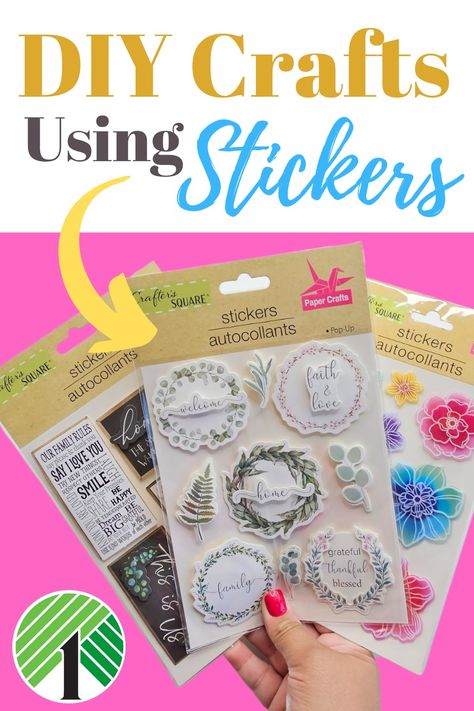 Crafts With Stickers Projects, Sticker Crafts For Adults, What To Do With Stickers, Dollar Tree Stickers, Sticker Crafts, Crafts For Home Decor, Cup Decorating, Welcome Card, Tree Stamp