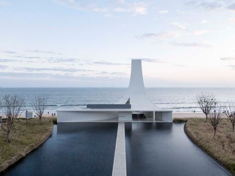 Gallery of Chapel of the Jinting Bay / O-office Architects - 16 China Architecture, Painted Concrete Floors, Open Architecture, Basement Floor Plans, Glazed Walls, Architects Office, Concrete Forms, Butterfly House, Guangdong China