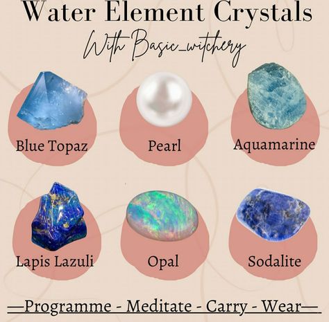 Water Element Crystals, Mars Crystals, Mermaid Crystals, Lunar Aesthetic, Wiccan Tips, Elemental Magick, Water Magick, Witchy Astrology, Spiritual Topics