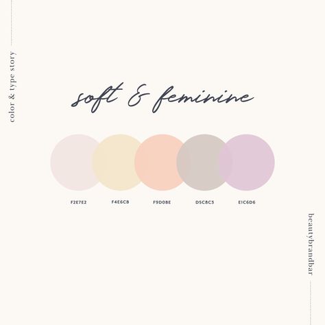 Soft & Feminine Color Palette for Beauty Business #beautybranding #beautybrand #colorpalette Feminine Color Palette, Flat Color Palette, Pantone Colour Palettes, Graphisches Design, Palette Design, 카드 디자인, Brand Color Palette, Google Calendar, Soft Feminine