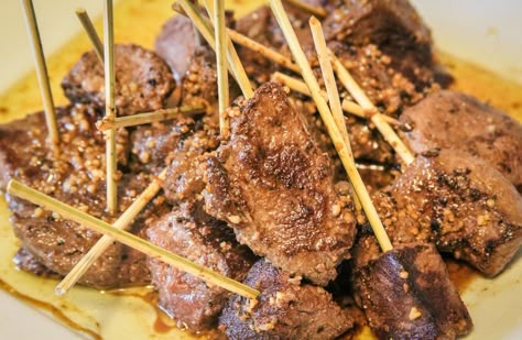 Garlic Butter Backstrap Bites | Realtree Camo Venison Ribs, Deer Backstrap Recipes, Venison Backstrap Recipes, Backstrap Recipes, Deer Steak, Venison Backstrap, Easy Garlic Butter, Elk Recipes, Venison Jerky