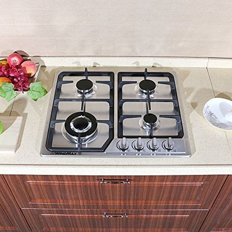 WindMax 23" Stainless Steel 4 Burner Stove Gas Hob Cooktops 11259Btu 3300W Cooker Check more at https://onlineappliancecenter.com/product/windmax-23-stainless-steel-4-burner-stove-gas-hob-cooktops-11259btu-3300w-cooker/ Kitchen Stove Top, Kitchen Hob, Cook Top Stove, Stove Top Burners, Kitchen Appliance Storage, Appliances Storage, Burner Stove, Stoves Range, Gas Hob