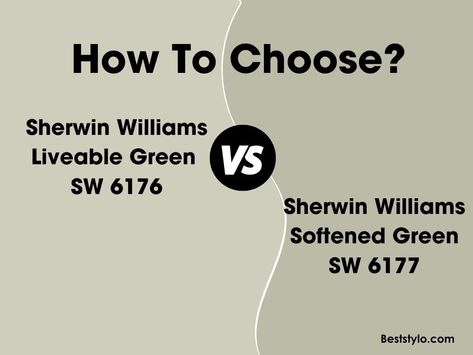 Liveable Green vs Softened Green Liveable Green Sherwin Williams, Softened Green Sherwin Williams, Livable Green, Liveable Green, Softened Green, Green Sherwin Williams, Rainwashed Sherwin Williams, Green Exterior House Colors, Sherwin Williams Green