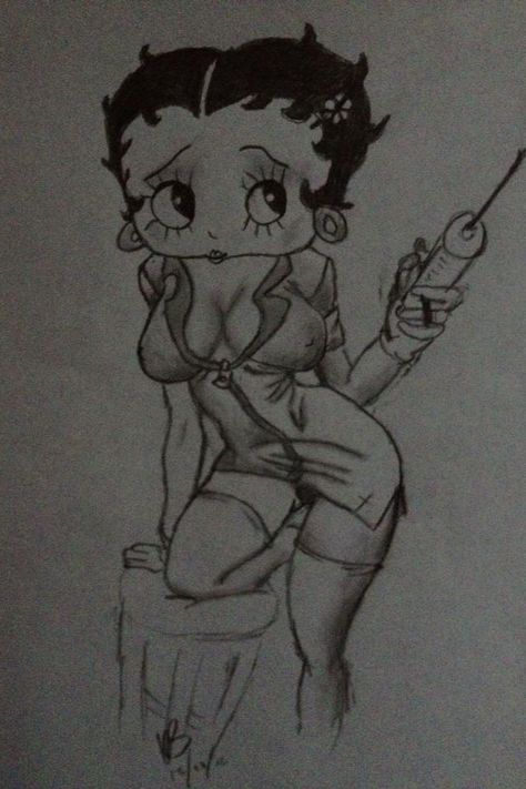 Betty Boop Drawing Pencil, Betty Boop Tattoo, Nurse Betty, Betty Boop Tattoos, Nurse Tattoo, Best Cartoons Ever, Girl Cartoon Characters, Black Betty Boop, Vintage Nurse