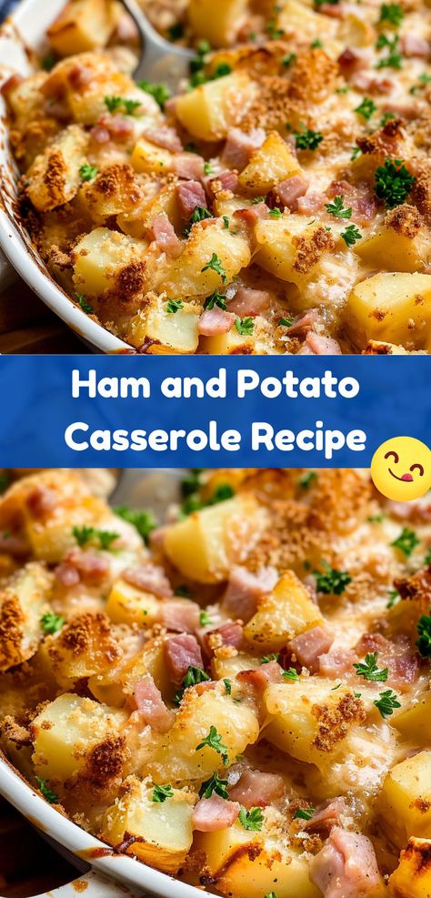 delicious, filling Ham and Potato Casserole. Ham Oven Recipes, Chopped Ham Recipes, Canadian Meals, Ham Green Beans Potatoes, Ham Potato Casserole, Pork Casseroles, Oven Bakes, Ham Casserole Recipes, Ham And Potato Casserole