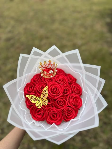 Mother’s Day Ribbon Bouquet, Boquetes Of Flowers Gift Handmade, Red Ribbon Roses Bouquet, Red Eternal Bouquet, Red Ribbon Bouquet, Eternal Flowers Ideas, Eternal Rose Bouquet Ideas, Eternal Flowers Bouquets, Eternal Flower Bouquet Ideas