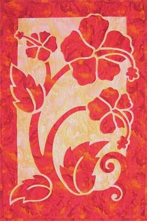 Pacific Rim Quilt Company - Hibiscus Hawaiian Applique Quilt, Tropical Quilts, Hawaii Quilt, Hawaiian Quilt Patterns, Hawaiian Quilt, Applique Quilt Patterns, Hawaiian Quilts, Reverse Applique, Landscape Quilts