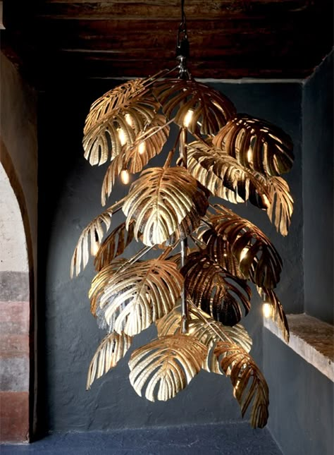 Casamidy - Mixed Tropical Leaf Tropical Pendant Light, Cuban Kitchen, Leaf Chandelier, Custom Kitchens Design, Shadow Art, Art Deco Chandelier, Tropical Leaf, Anne Marie, Diy Lamp