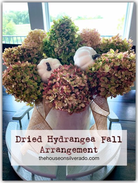 Fall Hydrangea Arrangements, Dry Hydrangea Arrangements, Burlap Ribbon Wreaths, Fall Hydrangea, Hydrangea Centerpiece, Hydrangea Arrangements, Wreaths For Sale, Dried Hydrangeas, Fall Flower Arrangements