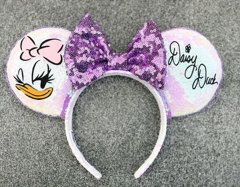 Daisy Duck Mickey Ears, Daisy Duck Ears, Micky Ears, Min Ji, Cricut Disney, Diy Disney Ears, Disney Ears Headband, Diy Mickey Ears, Disney Mickey Ears