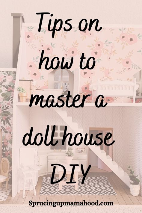 Dollhouse Stand Ideas, Refinish Dollhouse, How To Decorate A Doll House, Refinishing Dollhouse, Loving Family Dollhouse Makeover, Diy Dollhouse Decorating Ideas, Dollhouse Diy Ideas How To Make, Diy Barbie House Decor, Redo Doll House Ideas