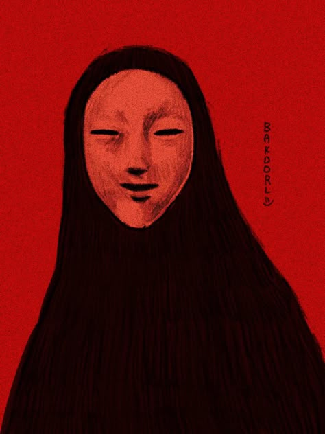 Creepy Drawing Ideas Dark Art, Chillas Art, Aka Manto, Ghosts Drawing, Ghost Drawing, Creepy Faces, Arte Peculiar, Creepy Images, Japanese Folklore