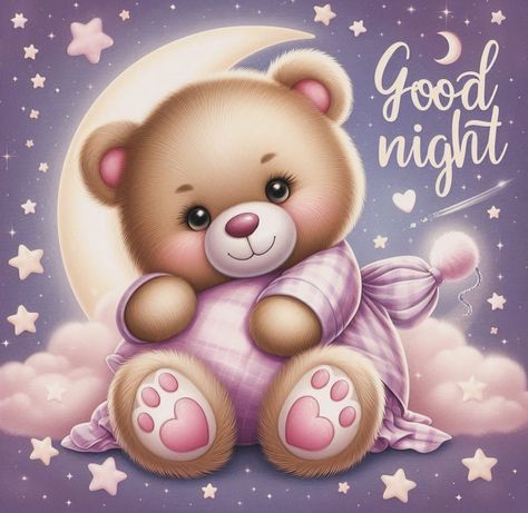 Good Night my dear friends🩷 Good Night Bear, Good Night My Dear, Pony Wallpaper, Teddy Bear Images, Kitty Items, My Little Pony Wallpaper, Teddy Bear Pictures, Slaap Lekker, Night Images