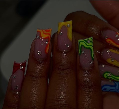 Beginner Nail Designs, Food Fusion, Acrylic Nail Set, Lash Extension Kit, Lash Clusters, Colored Acrylic Nails, Colored Acrylic, French Acrylic Nails, Girly Acrylic Nails