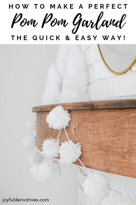 How to Make a Perfect DIY Pom Pom Garland in 10 Minutes! / This cheap and easy project is perfect for decorating for any season – fall, Halloween, Christmas and more. Hang one year-round in your bedroom, nursery, kid’s room or even on your mantle. DIY yarn pom pom garlands are one of my favorite decorations for the boho anthropologie look too. Follow this simple tutorial to make on in just a few minutes! #pompomgarland #diyproject #diydecor Diy Pom Pom Garland, Mantle Diy, Diy Yarn Pom Pom, Exterior Flooring, Ceiling Door, Diy Home Decor For Apartments, Painting House, House Moving, Diy Pom Pom