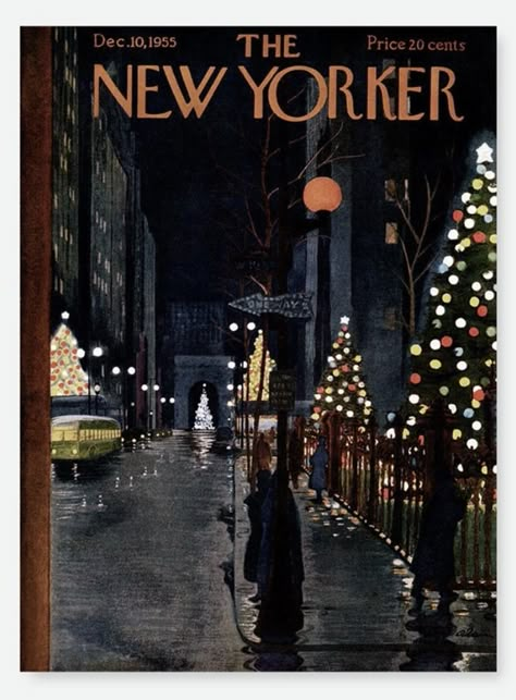 New Yorker December, Nyc Poster, New Yorker Cover, New Yorker Magazine, Vintage Nyc, Poster Christmas, New Yorker Covers, Christmas Cover, Vintage New York