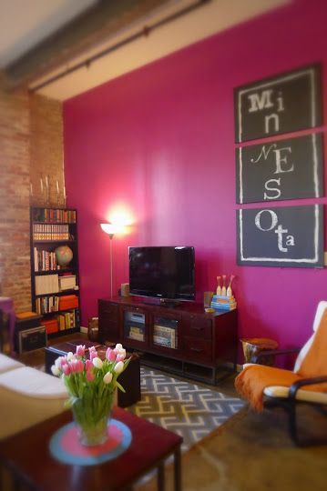 Magenta Walls, Pink Accent Walls, Accent Wall Paint, New Sofa, Pink Living Room, My Old Kentucky Home, Accent Wall Bedroom, Pink Home Decor, Room Color