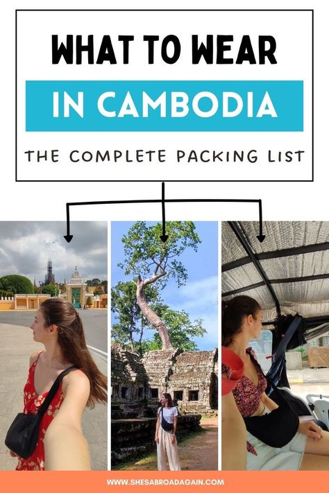 Cambodia packing list for women Cambodia Outfit, Packing List For Women, Cambodia Travel, Angkor Wat, Phnom Penh, Rainy Season, Yoga Retreat, Angkor, Packing Light