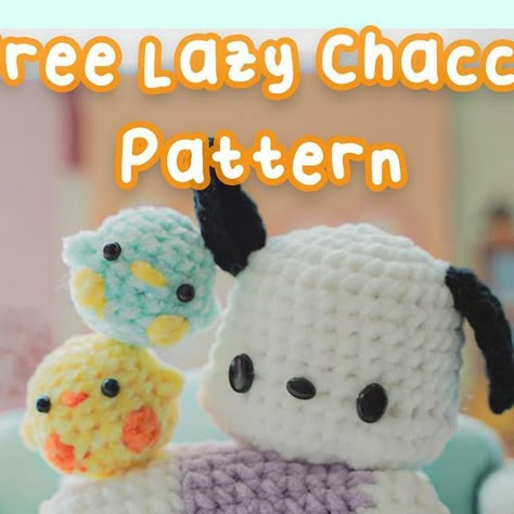 Crochet Pochacco Free Pattern, Pompompurin Crochet Free Pattern, Free Sanrio Crochet Patterns, Pochacco Crochet Pattern, Sanrio Crochet Pattern, Sanrio Crochet Free Pattern, Crochet Pochacco, Sanrio Crochet, Hello Kitty Crochet