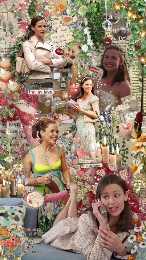 #aesthetic #13goingon30 #movie #books #2000s #favoritemovie #jennifergarner #viral #love #art #collage Movie Collage Aesthetic, 2000s Collage, 13 Going On 30 Outfits, Movies Collage, Shuffles Aesthetic, Thirty Flirty And Thriving, Rom Coms, Movie Collage, 13 Going On 30