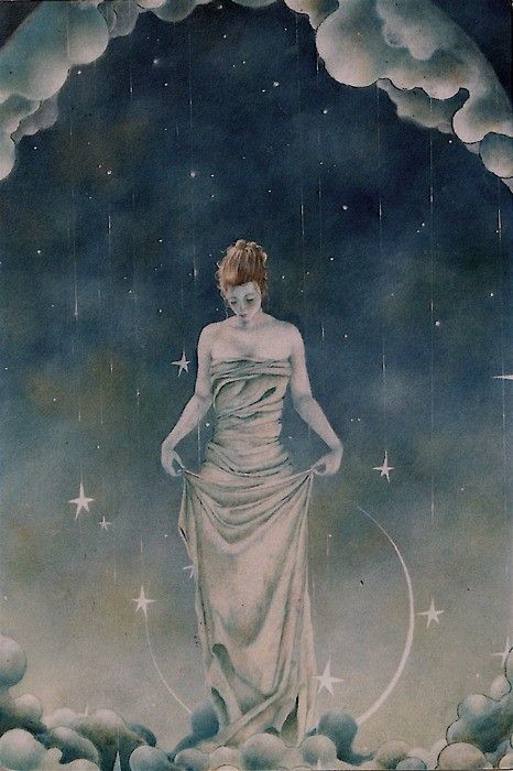 Luna Sky With Stars, Watercolor Books, Arte Inspo, Wow Art, Arte Fantasy, In The Clouds, Mesopotamia, Ethereal Art, Art And Illustration