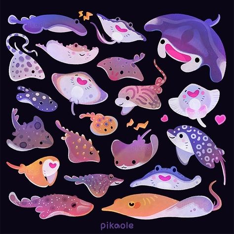 @pikaole • Instagram photos and videos Freshwater Stingray, Oceanic Manta Ray, Cownose Ray, Southern Stingray, Manta Ray Art, Sea Creatures Art, Manta Ray, Cute Doodle Art, Cute Animal Drawings