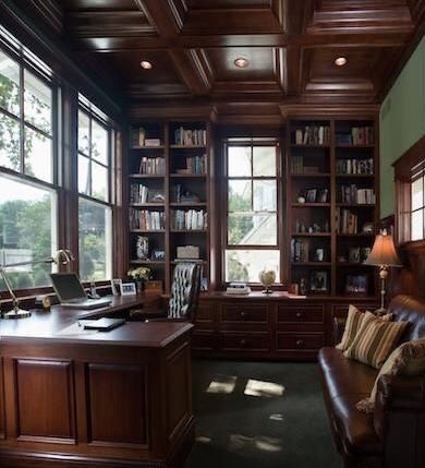 Preppy Pinterest, Home Office Layouts, Home Library Rooms, Home Office Library, Home Office Layout, Home Library Design, Study Room Decor, Office Layout, Home Libraries