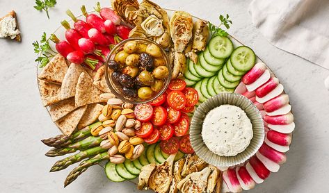 Mediterranean Boursin® Cheeseboard | Boursin Cheese Boursin Cheese Recipes, Mediterranean Vacation, Best Macaroni Salad, Marinated Olives, Fingerfood Party, Boursin Cheese, Appetizer Platters, Herb Cheese, Make Food