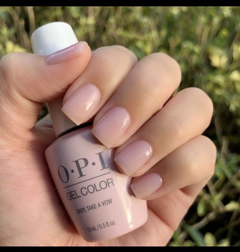 Opi Natural Nail Base Coat, Opi Gel Polish Put It In Neutral, Natural Gel Polish Colors, Soft Color Gel Nails, Opi Gel Baby Take A Vow, Opi Gel Color Tickle My France-y, Milky Pink Nails Gel Opi, Natural Gel Polish Nails, Nude Nails Gel Polish