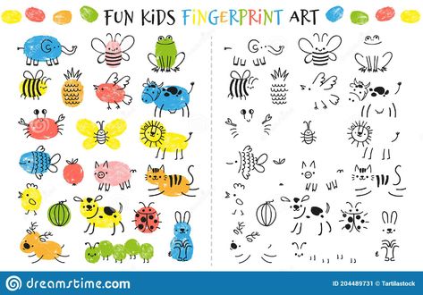 Finger Print Animals, Fingerprint Activities, Fingerprint Art Kids, Finger Print Art, Thumbprint Art, Storytime Ideas, Fingerprint Art, Fun Educational Activities, Finger Paint