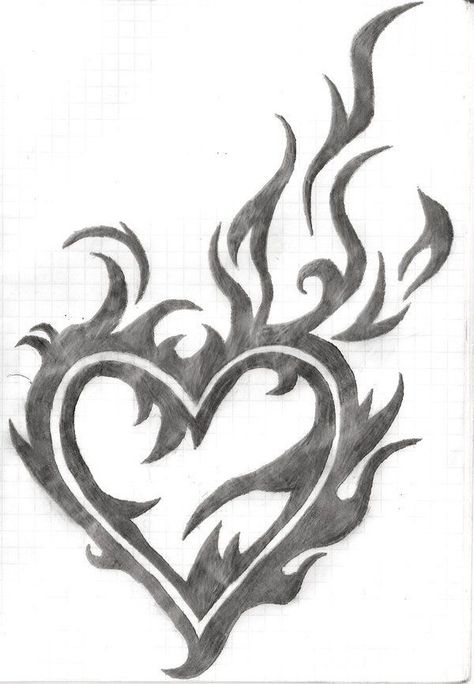 Heart With Flames, Tato 3d, Skull Art Drawing, Skulls Drawing, Heart Drawing, Tattoo Art Drawings, Tattoos Gallery, Art Drawings Sketches Creative, Pencil Art Drawings