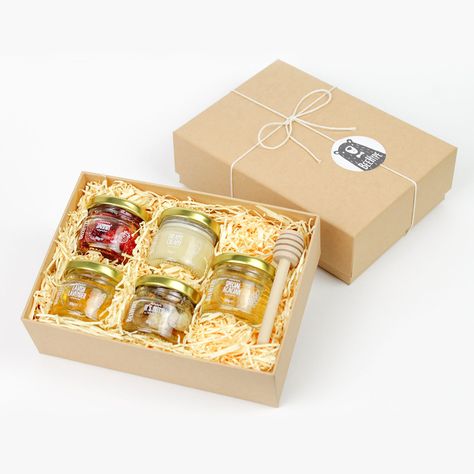 Handmade Sustainable Raw Honey Gift Set | Honey tasting set Honey Gift Box Ideas, Honey Gift Set, Honey Tasting, Honey Business, Xmas Hampers, Mithai Boxes, Honey Gift, Jam Gift, Honey Coffee