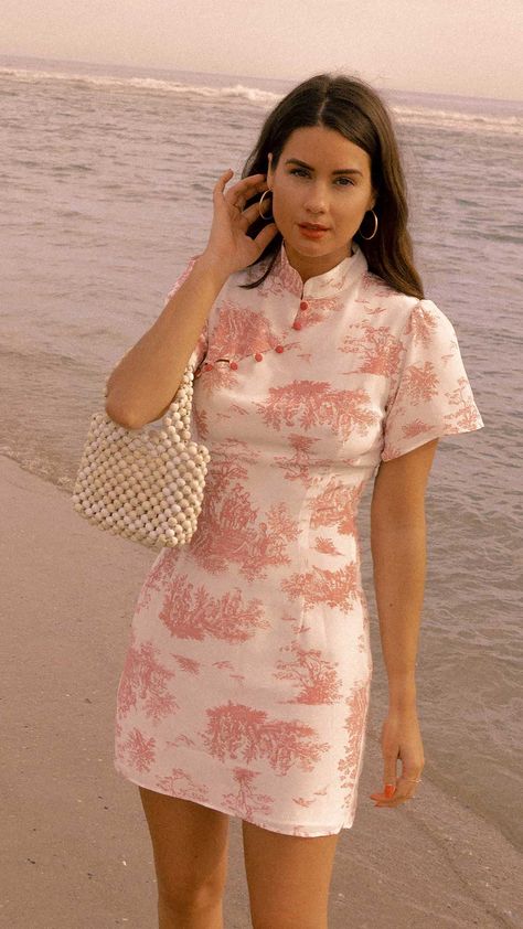 Pink Outfits Summer, Cydney Morris, Sarah Christine, Soft Sunset, Sarah Butler, Toile Dress, Perfect Spring Outfit, Toile Print, Chinese Style Dress